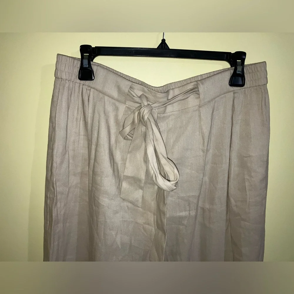 Alex Marie NEW linen pants Wide Leg Tie Front Pull On women's Size L Oat Beige - Picture 5 of 7